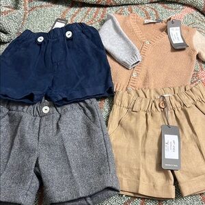 J.O Milano Italian Brand Kids Neutral Tan Linen Blend Shorts - Brand: